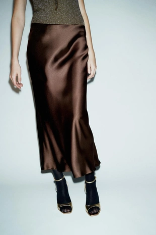 Атласная юбка миди- Заказать в России