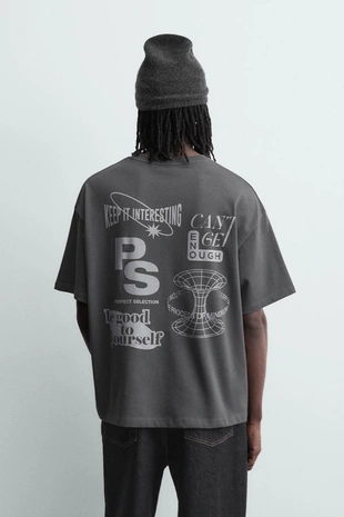 Футболка с контрастным принтом- Заказать в России