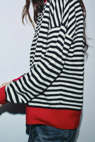 Свитер из 100% шерсти в полоску- Заказать в России