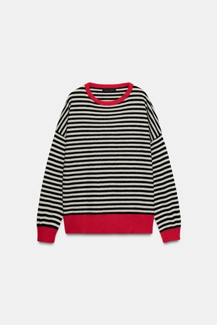 Свитер из 100% шерсти в полоску- Заказать в России