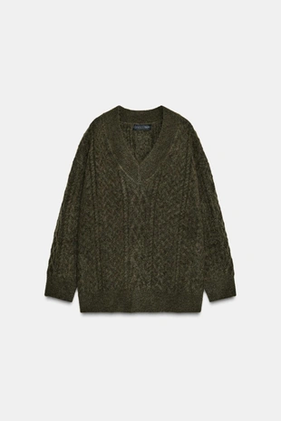 Свитер оверсайз с косами- Заказать в России