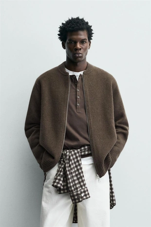 Куртка из 100% шерсти на молнии- Заказать в России