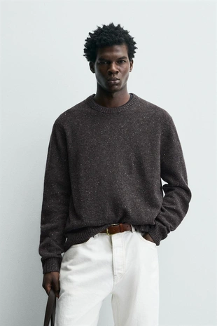 Свитер из 100% шерсти с эффектом пряжи- Заказать в России