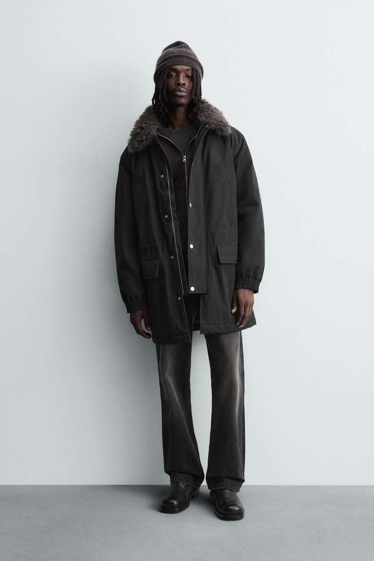 Парка с отстёгивающимся контрастным воротником