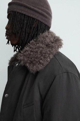 Парка с комбинированным съемным воротником- Заказать в России