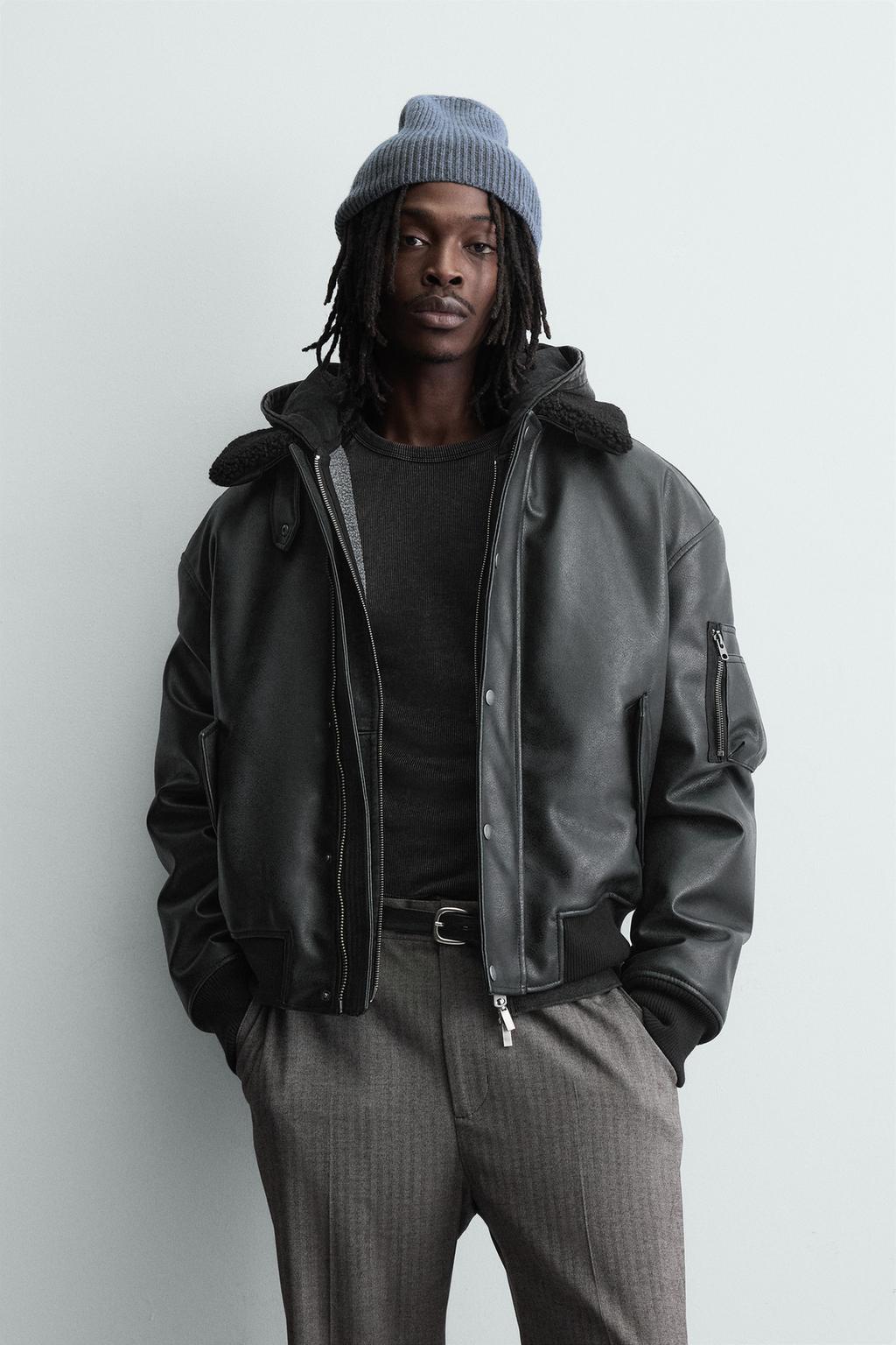 КУРТКА ИЗ ИСКУССТВЕННОЙ КОЖИ СО СЪЕМНЫМ ВОРОТНИКОМ