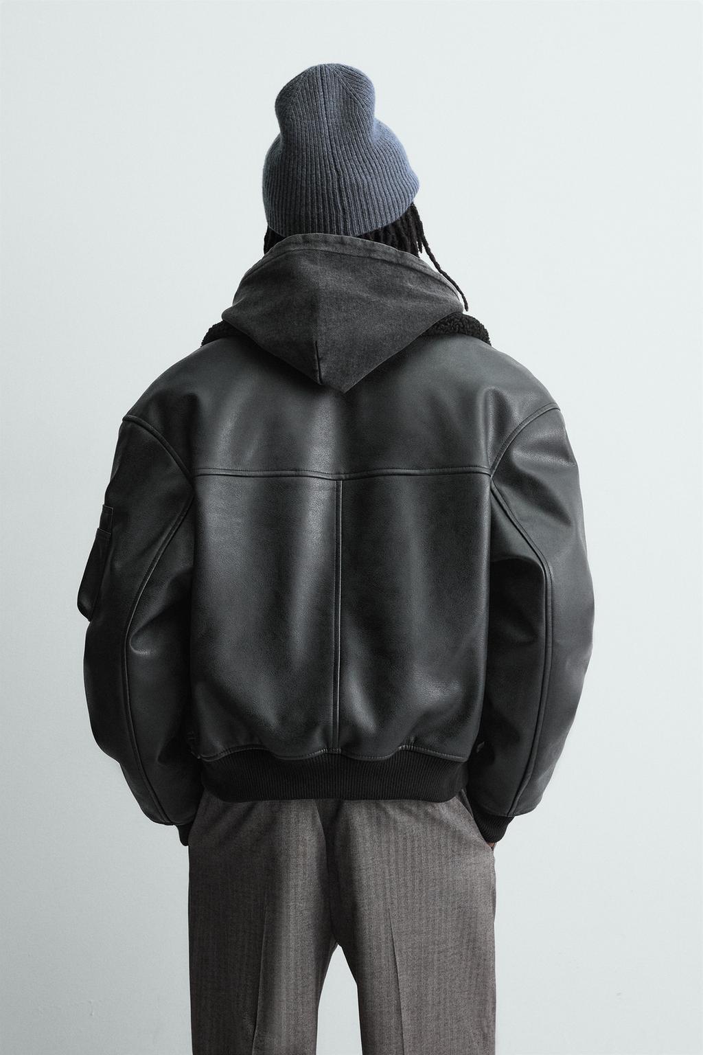 КУРТКА ИЗ ИСКУССТВЕННОЙ КОЖИ СО СЪЕМНЫМ ВОРОТНИКОМ