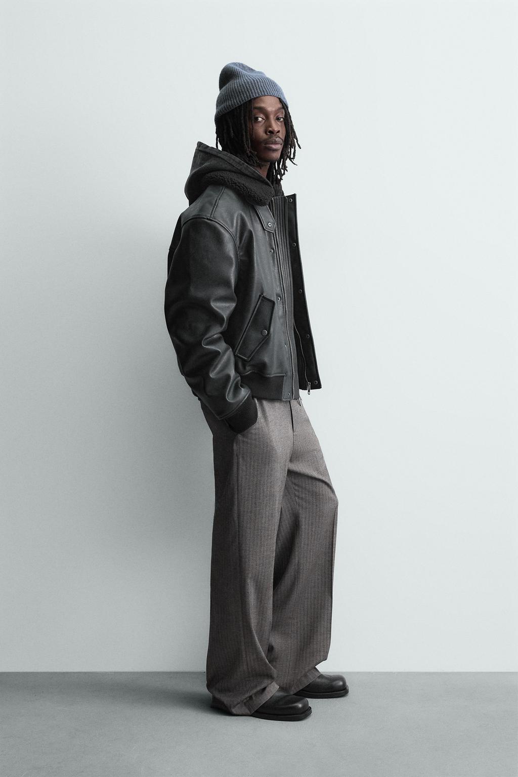 КУРТКА ИЗ ИСКУССТВЕННОЙ КОЖИ СО СЪЕМНЫМ ВОРОТНИКОМ