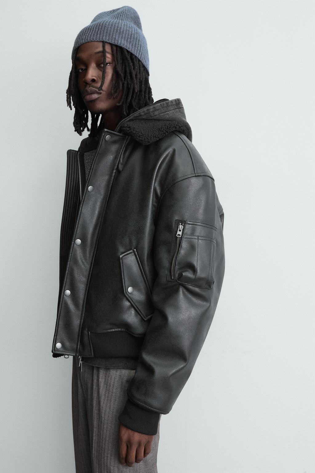 КУРТКА ИЗ ИСКУССТВЕННОЙ КОЖИ СО СЪЕМНЫМ ВОРОТНИКОМ