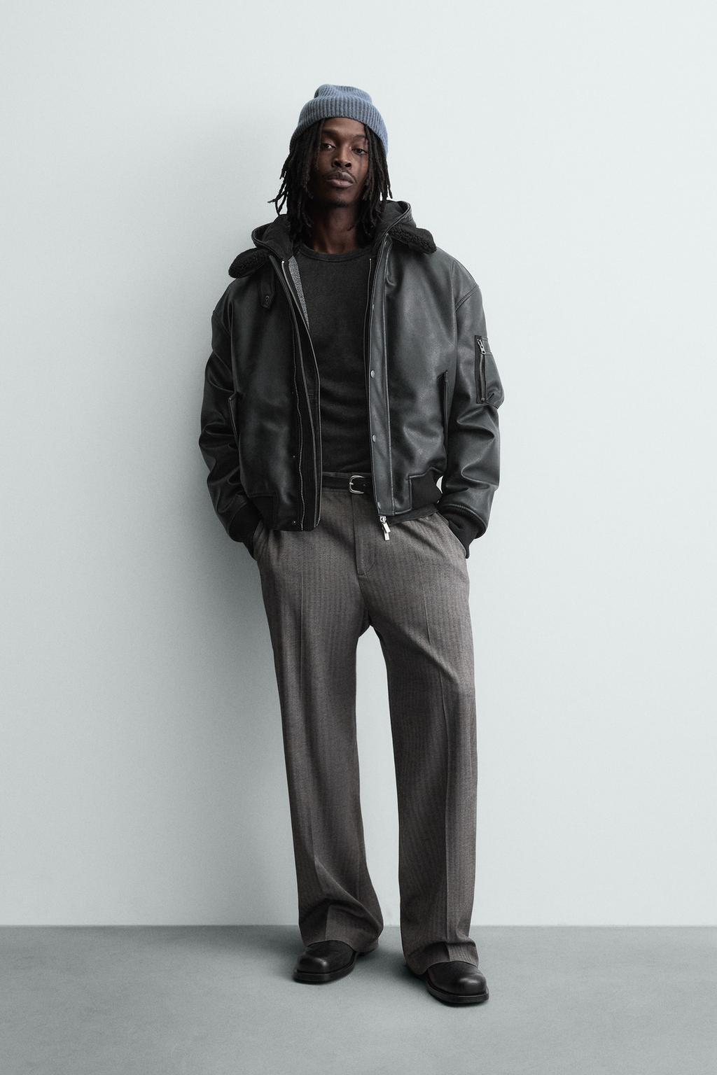 КУРТКА ИЗ ИСКУССТВЕННОЙ КОЖИ СО СЪЕМНЫМ ВОРОТНИКОМ