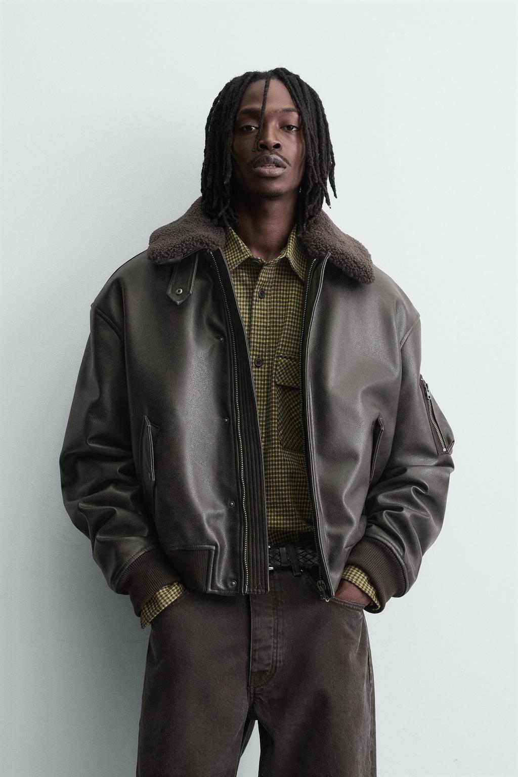 КУРТКА ИЗ ИСКУССТВЕННОЙ КОЖИ СО СЪЕМНЫМ ВОРОТНИКОМ