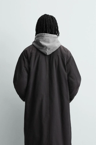 Пальто из денима с эффектом потертости- Заказать в России