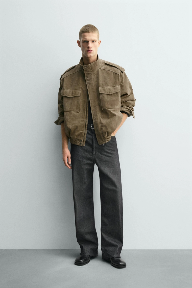 Куртка из замши и кожи