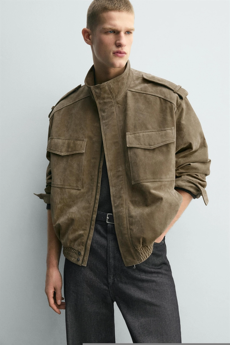 Куртка из замши и кожи