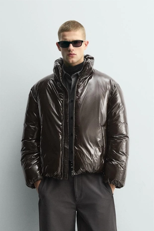 Стеганая куртка с блеском- Заказать в России