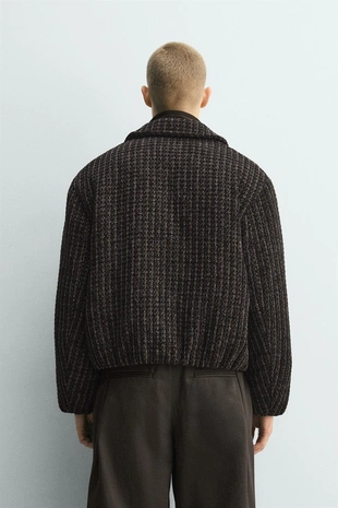 Куртка-бомбер из вельвета в клетку- Заказать в России