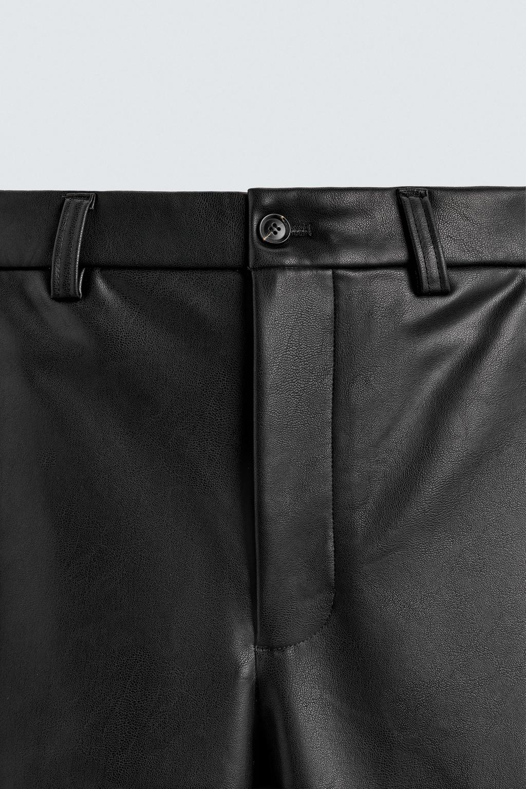 БРЮКИ СВОБОДНОГО КРОЯ ИЗ ИСКУССТВЕННОЙ КОЖИ