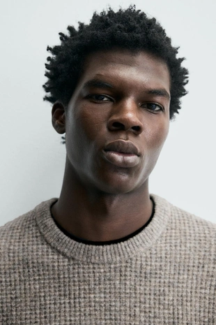 Свитер REGULAR FIT из вафельной ткани- Заказать в России