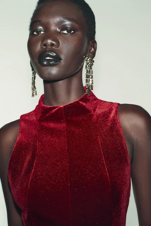 Бархатное платье миди- Заказать в России