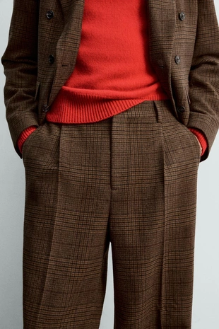 Брюки в клетку со складками- Заказать в России