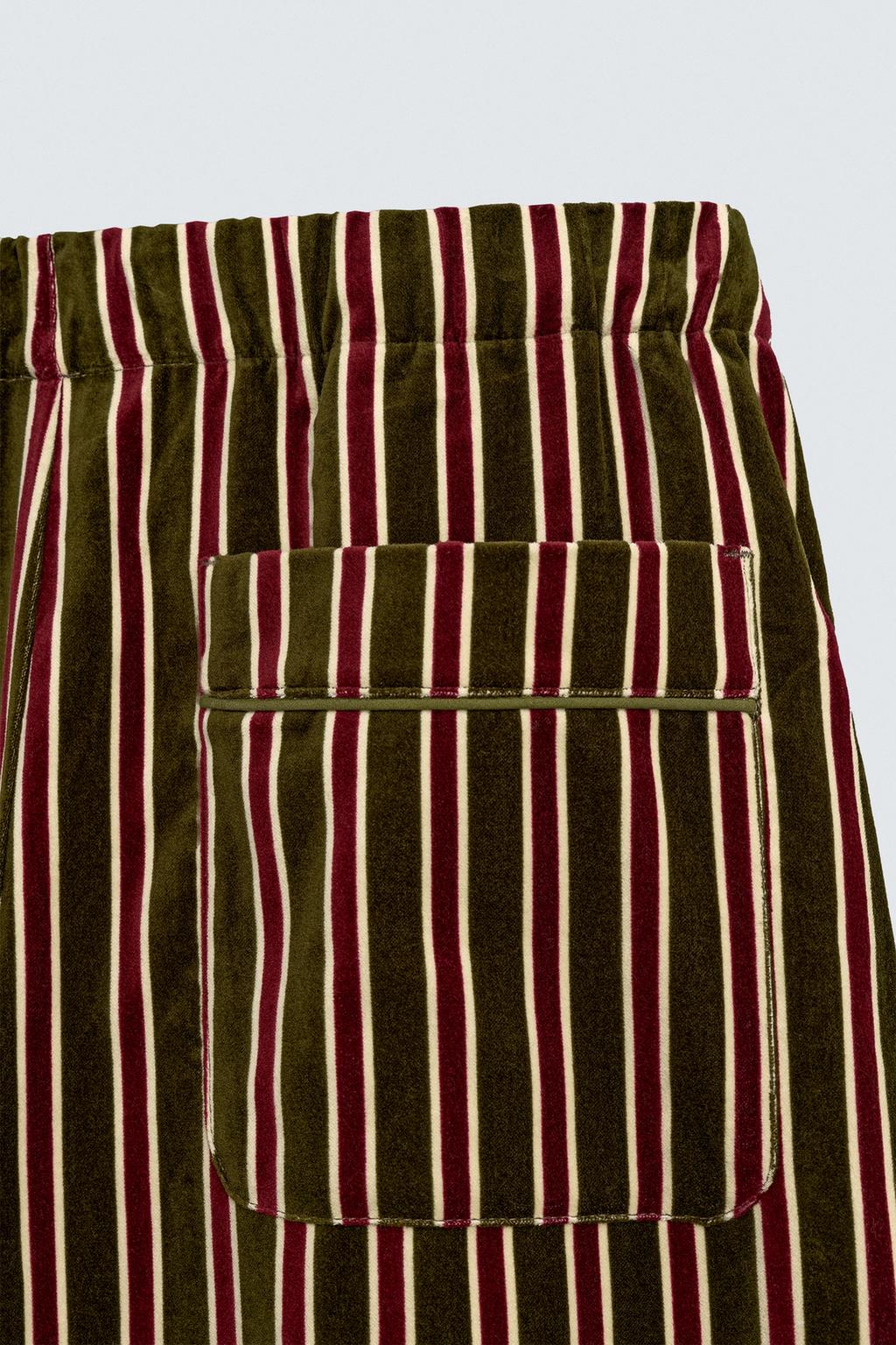 БРЮКИ В КОНТРАСТНУЮ ПОЛОСКУ ИЗ ВЕЛЬВЕТА - LIMITED EDITION