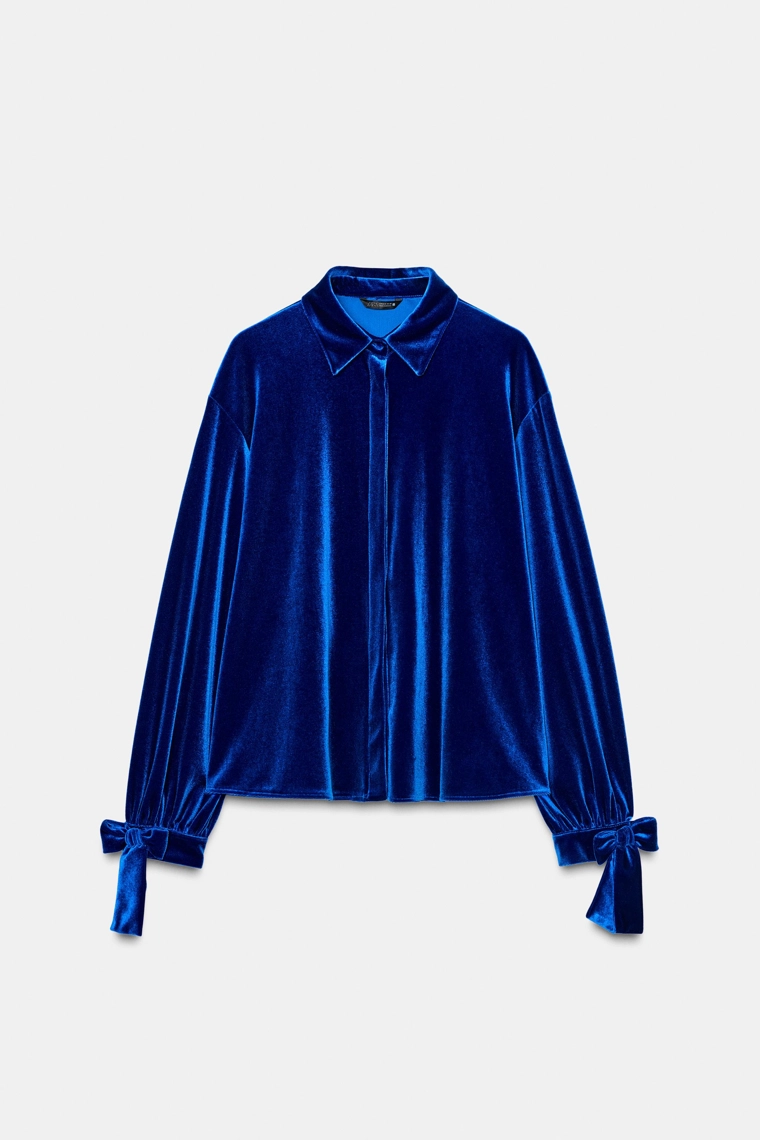 Бархатная рубашка с завязками