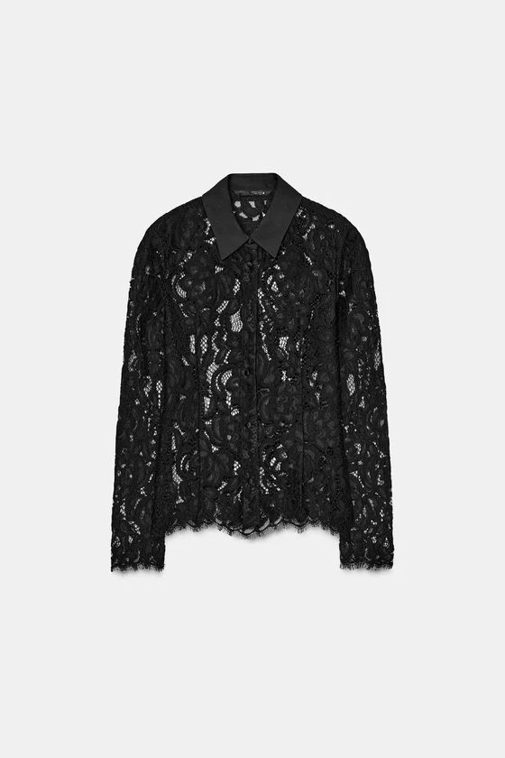 РУБАШКА С КРУЖЕВОМ коллекция Zara «ZW»
