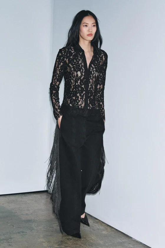 РУБАШКА С КРУЖЕВОМ коллекция Zara «ZW»