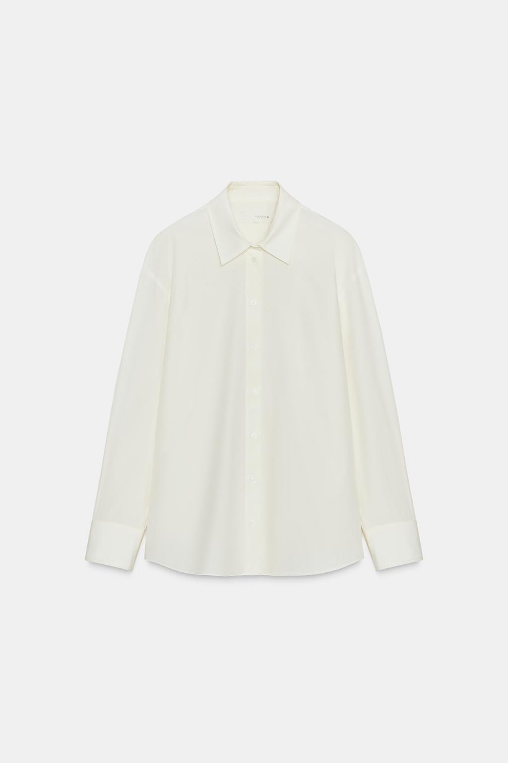 РУБАШКА ИЗ ПОПЛИНА С ВОРОТНИКОМ С ИСКУССТВЕННЫМ МЕХОМ — ZW COLLECTION