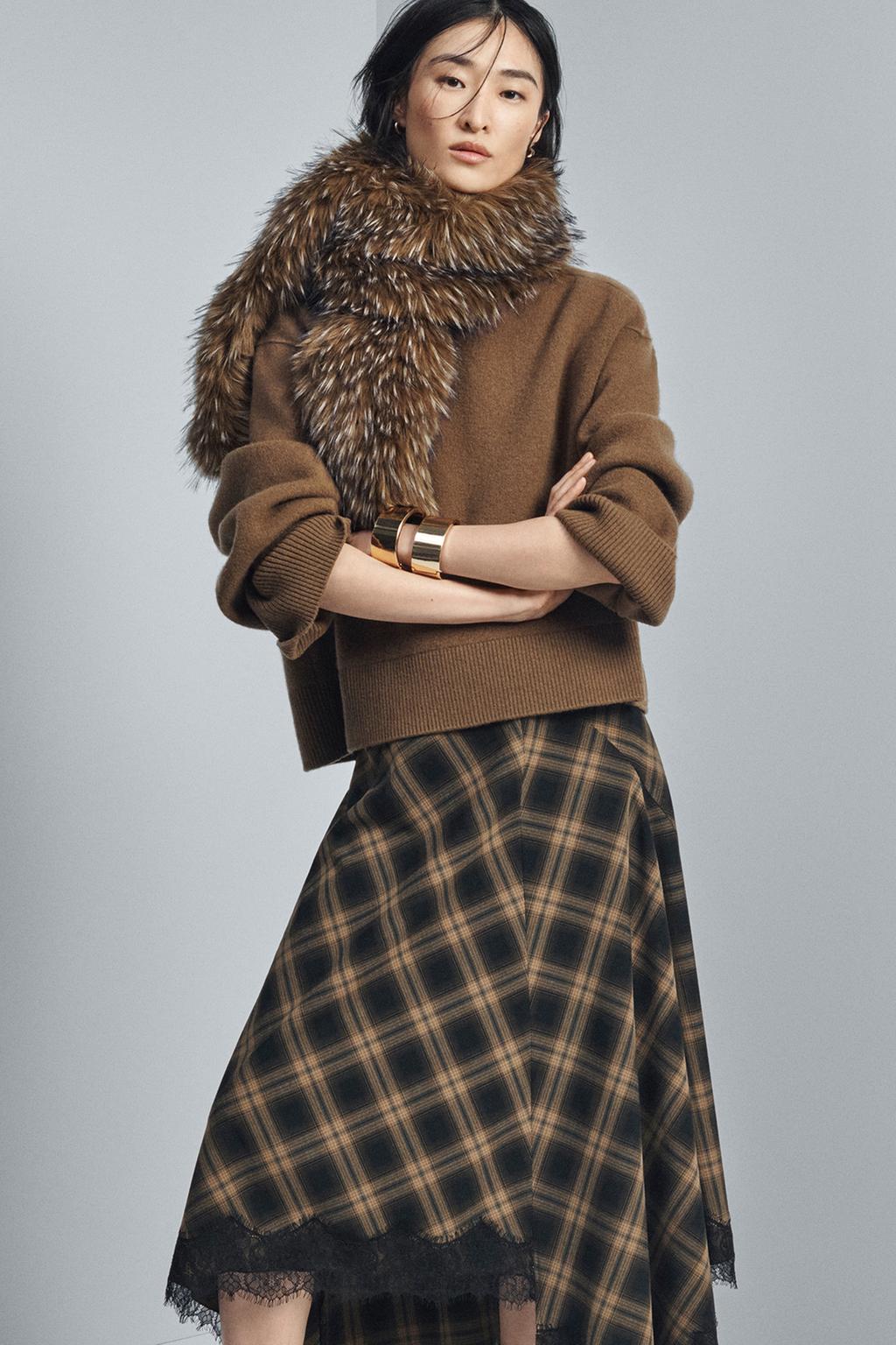 ЮБКА В КЛЕТКУ С КРУЖЕВОМ — ZW COLLECTION LIMITED EDITION