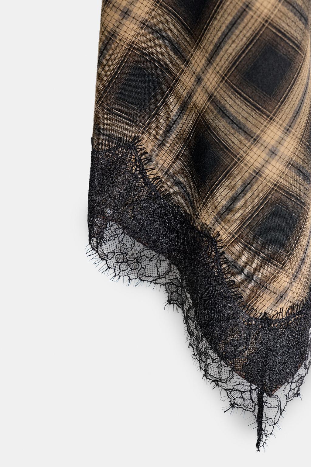 ЮБКА В КЛЕТКУ С КРУЖЕВОМ — ZW COLLECTION LIMITED EDITION