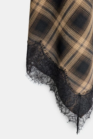 Юбка в клетку с кружевом — ZW COLLECTION LIMITED EDITION- Заказать в России