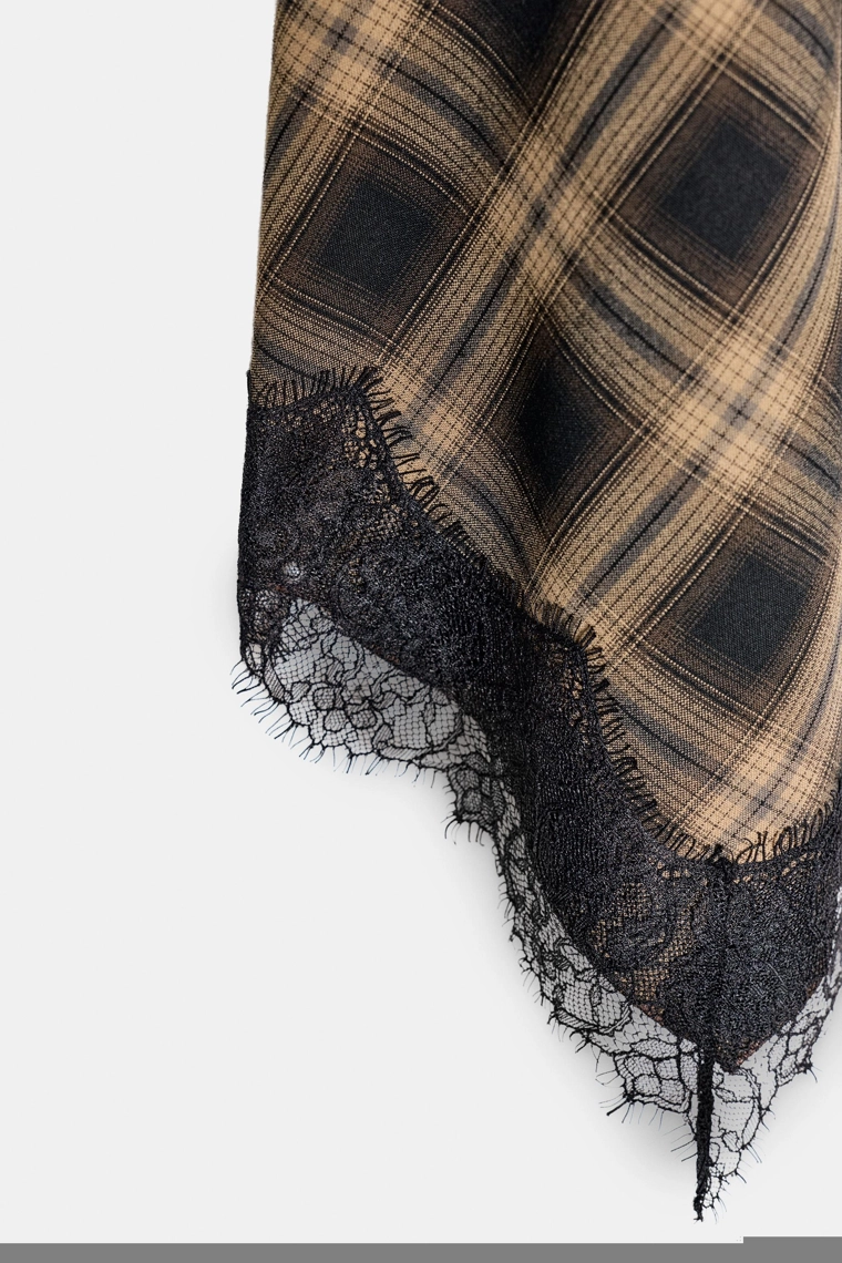 Юбка-миди limited edition в клетку с кружевом