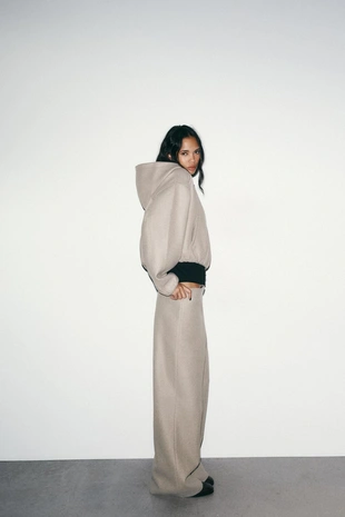 Брюки с высокой посадкой из мягкой ткани- Заказать в России