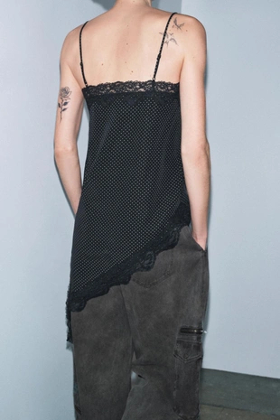 Асимметричный топ в горошек из коллекции ZW- Заказать в России