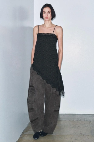 Асимметричный топ в горошек из коллекции ZW- Заказать в России