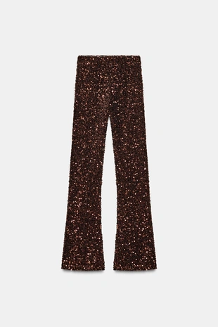 Расклешенные бархатные легинсы с пайетками- Заказать в России