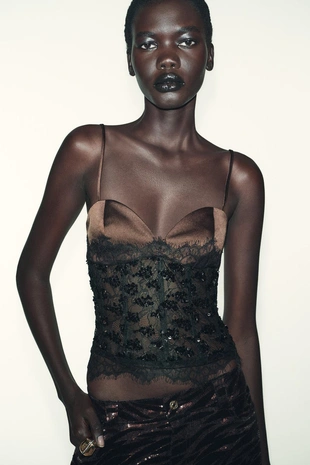 Топ-корсет с комбинированными пайетками- Заказать в России