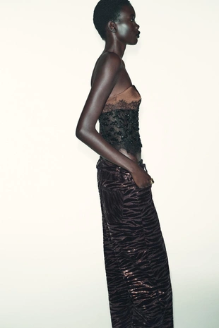 Топ-корсет с комбинированными пайетками- Заказать в России