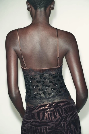 Топ-корсет с комбинированными пайетками- Заказать в России