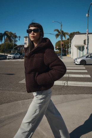 Анорак вязаный с капюшоном- Заказать в России