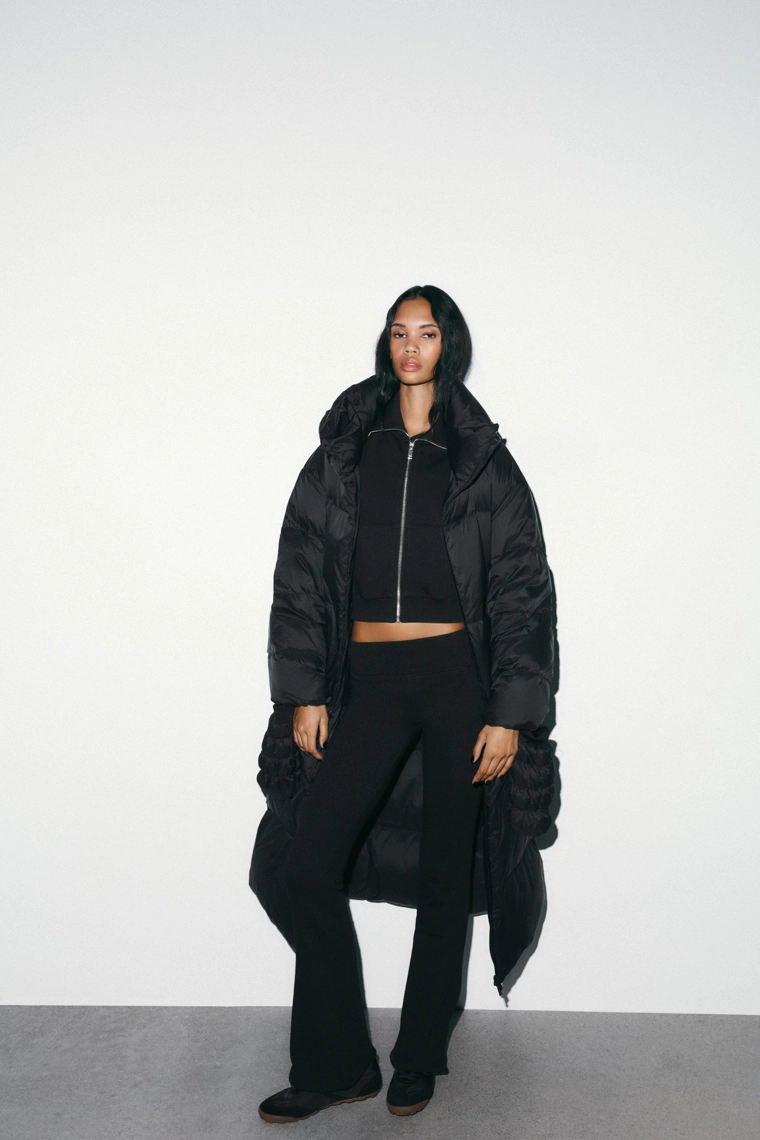 Длинный пуховый пуховик с капюшоном и перчатками, водоотталкивающий