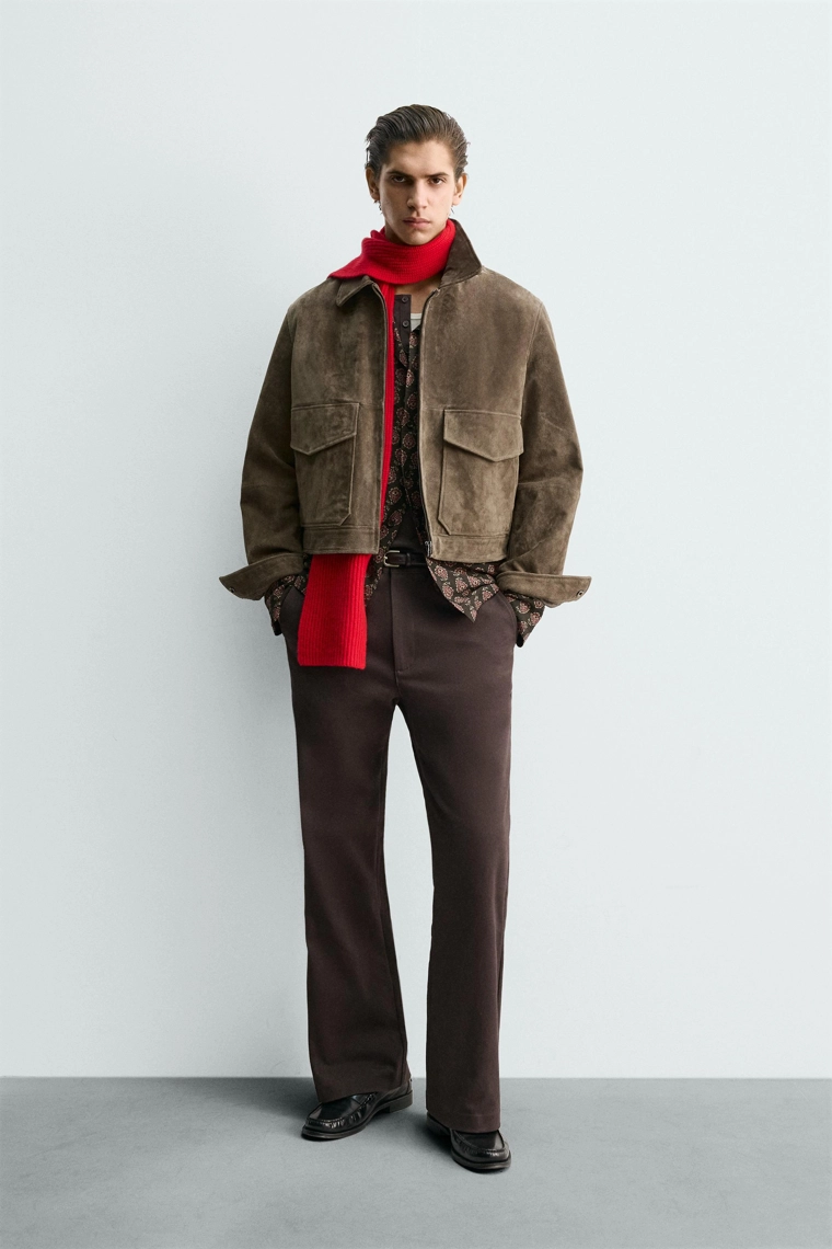 Укороченная куртка из замши