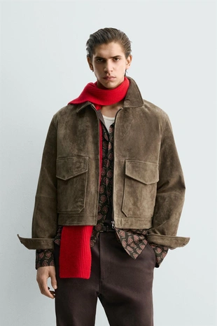 Замшевая куртка свободного кроя- Заказать в России