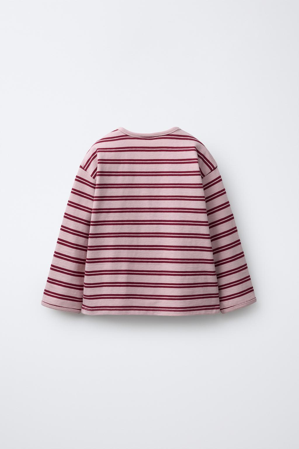 ФУТБОЛКА ИЗ ТКАНИ В ПОЛОСКУ С ВЫШИВКОЙ «СЕРДЦЕ»