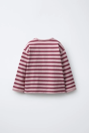 Футболка из ткани в полоску с вышивкой «сердце»