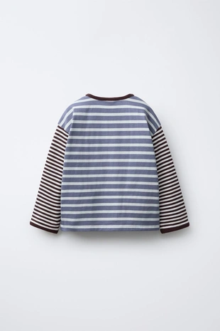 Футболка из ткани в полоску с вышивкой в виде сердца