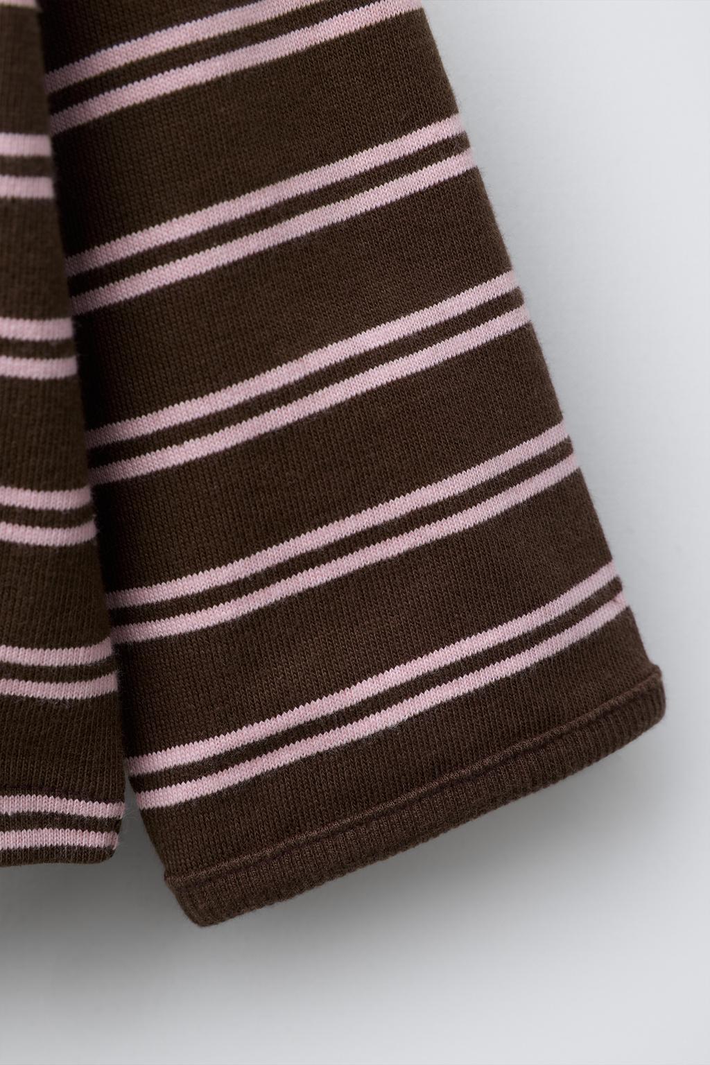 ФУТБОЛКА ИЗ ТКАНИ В ПОЛОСКУ С ВЫШИВКОЙ В ВИДЕ СЕРДЦА