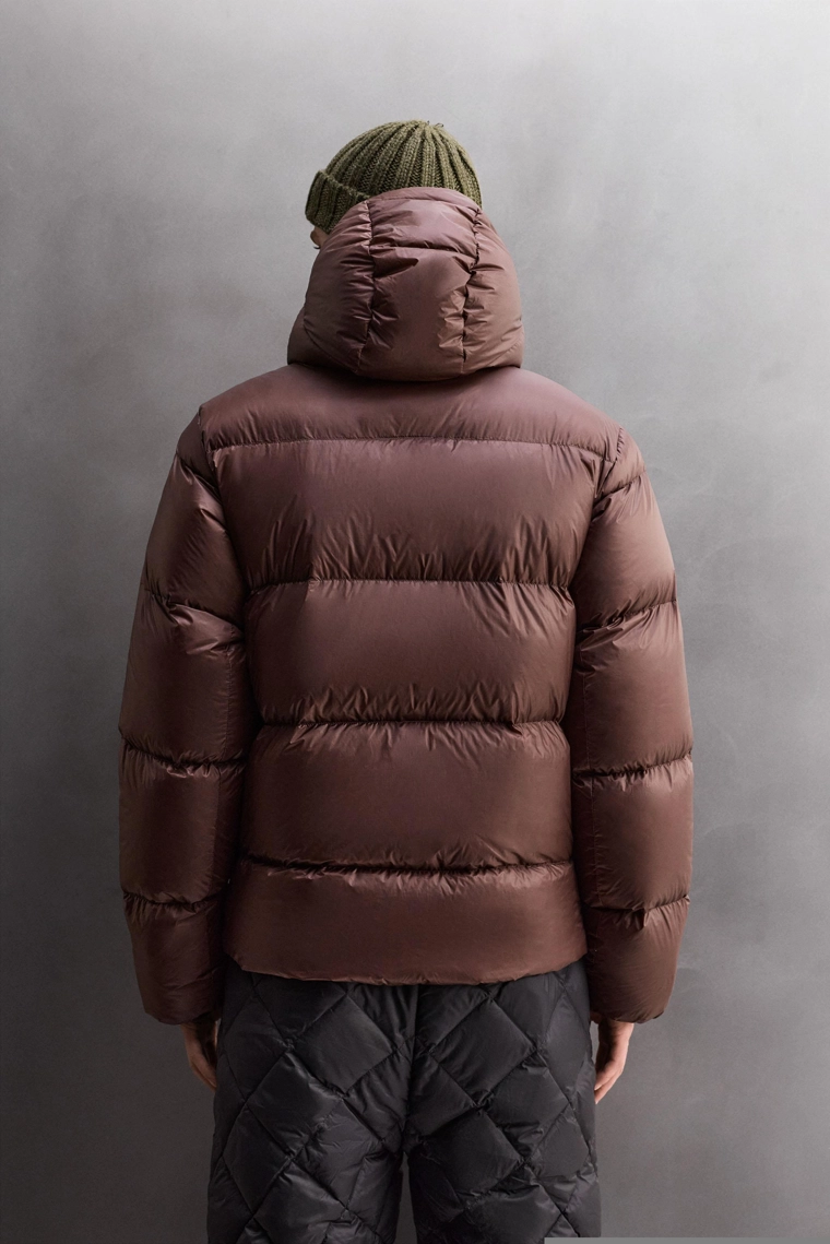 Пуховик для горных лыж 100% пуха с бордовым оттенком zara athleticz