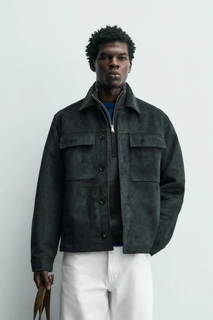 Куртка-рубашка из искусственной замши- Заказать в России